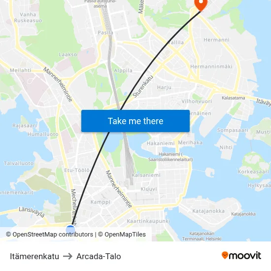 Baltic Sea Street to Arcada Building map