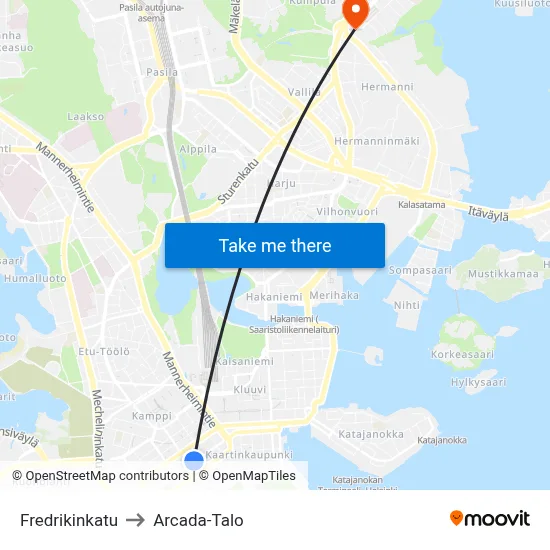 Fredrick Street to Arcada Building map
