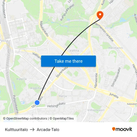 Culture House to Arcada Building map