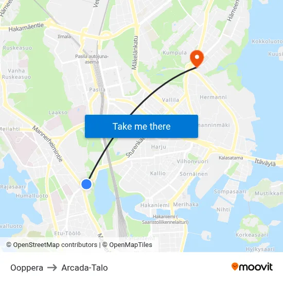 Opera to Arcada Building map