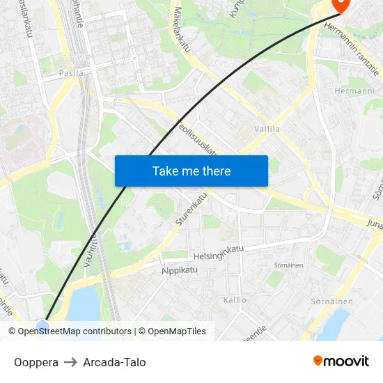 Opera to Arcada Building map