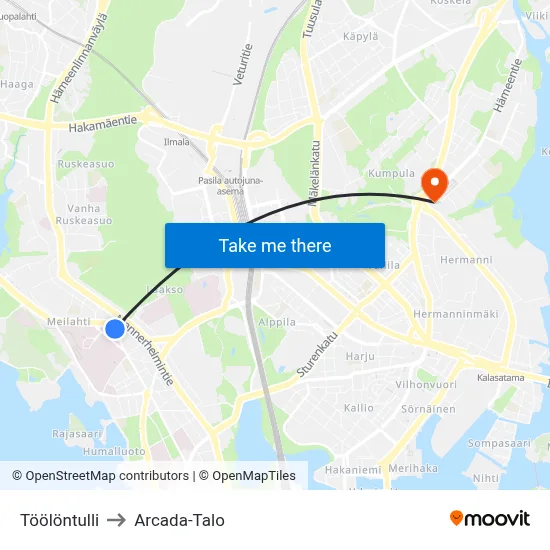 Töölöntulli to Arcada-Talo map