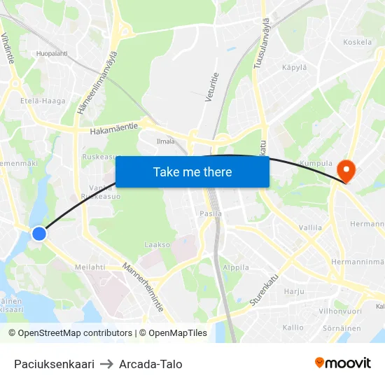 Paciuksen Arc to Arcada Building map
