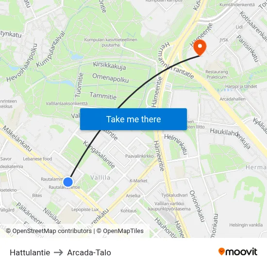 Hattula Road to Arcada Building map