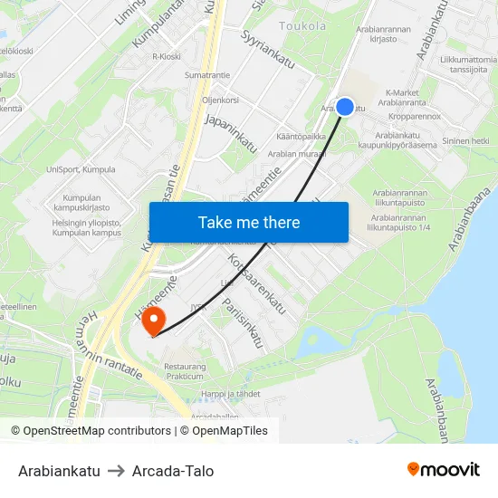 Arabia Street to Arcada Building map