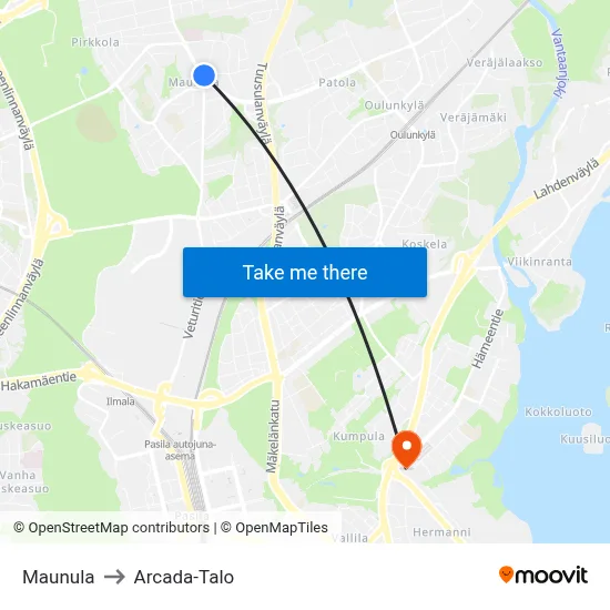 Maunula to Arcada Building map
