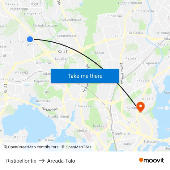 Ristipelto Road to Arcada Building map