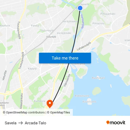 Savela to Arcada Building map
