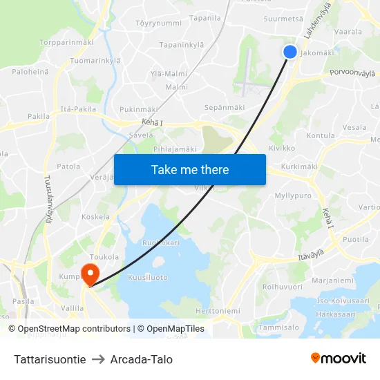 Tattarisuo Road to Arcada Building map