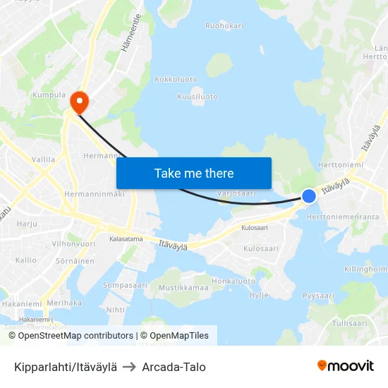 Kipparlahti/Eastern Highway to Arcada Building map