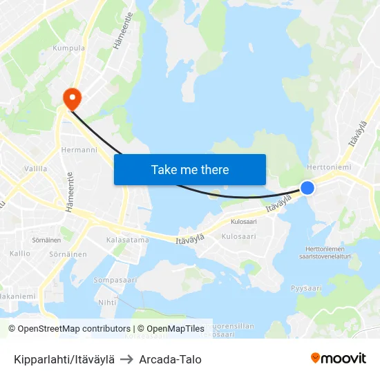 Kipparlahti/Eastern Highway to Arcada Building map