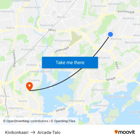 Kivikko Arc to Arcada Building map
