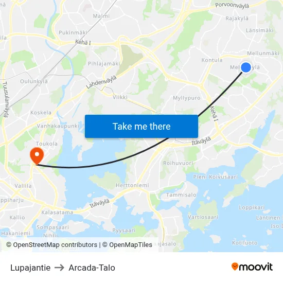 Lupaja Road to Arcada Building map