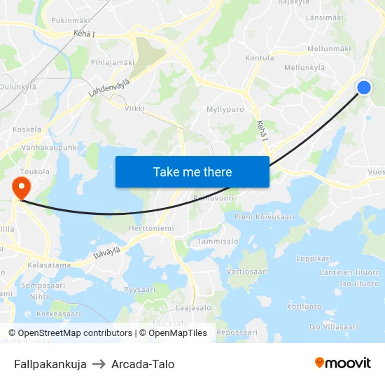 Fallpakka Alley to Arcada Building map