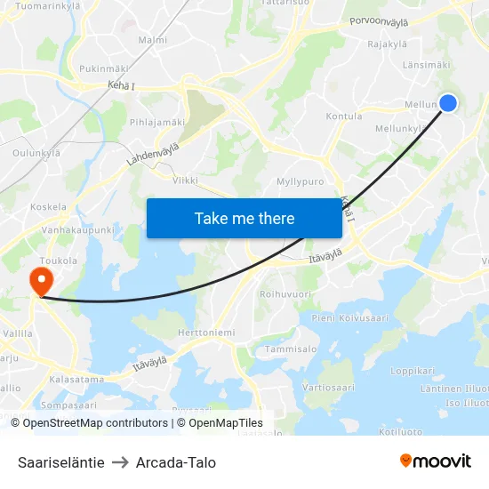 Saarisela Road to Arcada Building map