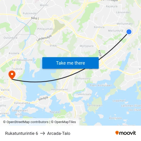 Rukatunturi Road 6 to Arcada Building map