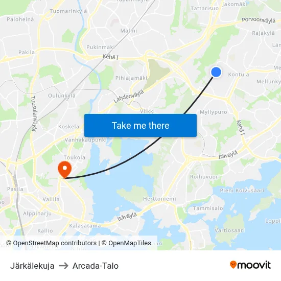 Järkälekuja to Arcada Building map
