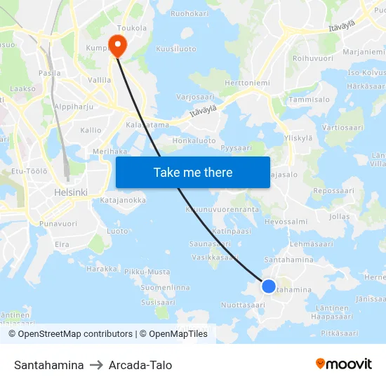 Santahamina to Arcada Building map