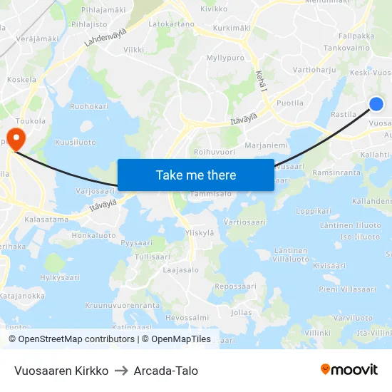 Vuosaari Church to Arcada Building map