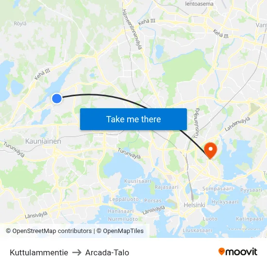 Kuttulampi Road to Arcada Building map