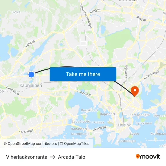 Viherlaakso Shore to Arcada Building map