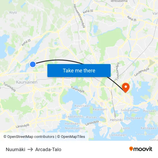 Nuumäki to Arcada Building map