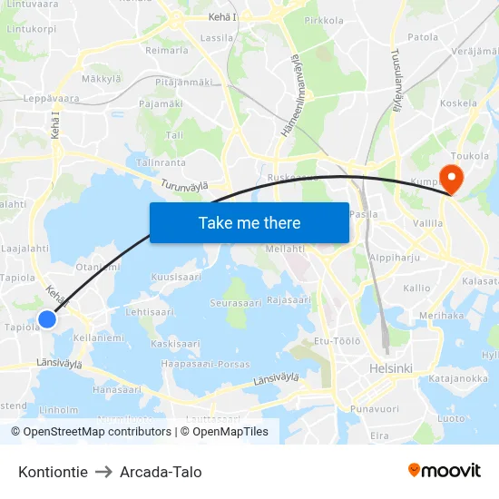 Kontiontie Road to Arcada Building map