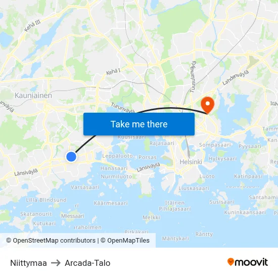 Niittymaa to Arcada Building map