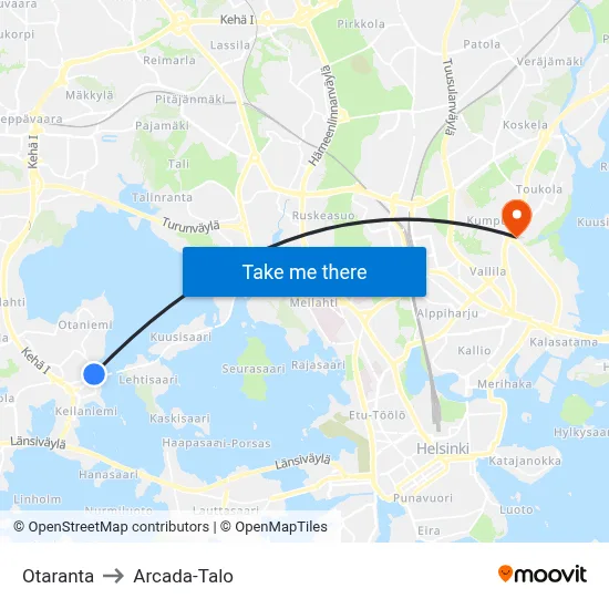 Otaranta to Arcada Building map