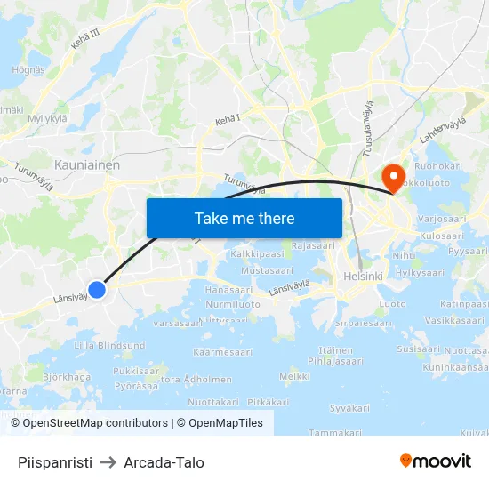 Piispanristi to Arcada Building map
