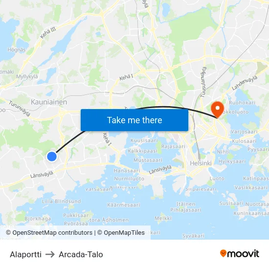 Alaportti to Arcada-Talo map