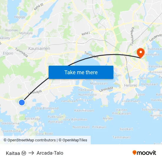 Kaitaa Ⓜ️ to Arcada Building map