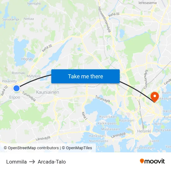 Lommila to Arcada Building map