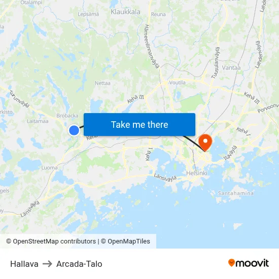 Hallava to Arcada Building map