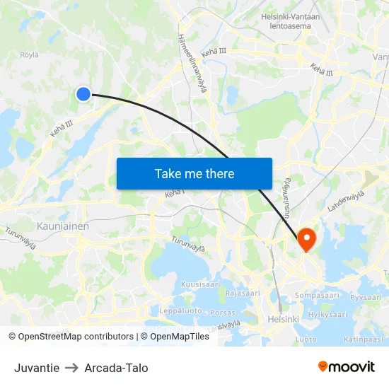 Juvantie to Arcada Building map