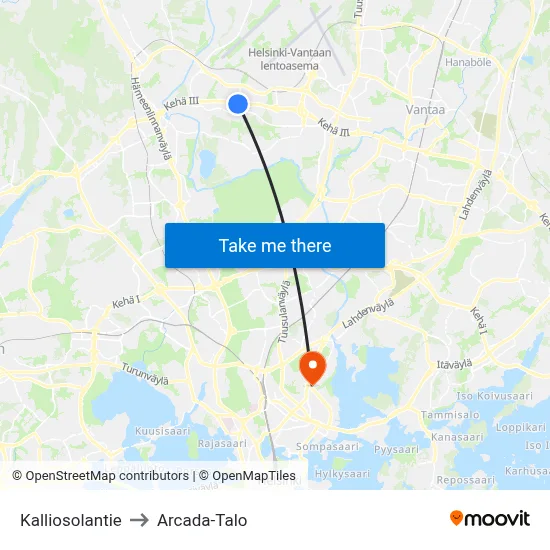 Kalliosola Road to Arcada Building map