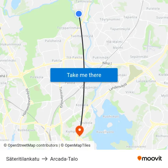 Säteritila Street to Arcada Building map