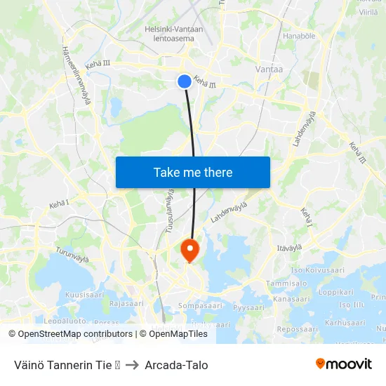 Väinö Tannerin Tie  🛍️ to Arcada Building map
