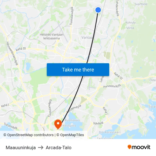 Maauuninkuja to Arcada-Talo map
