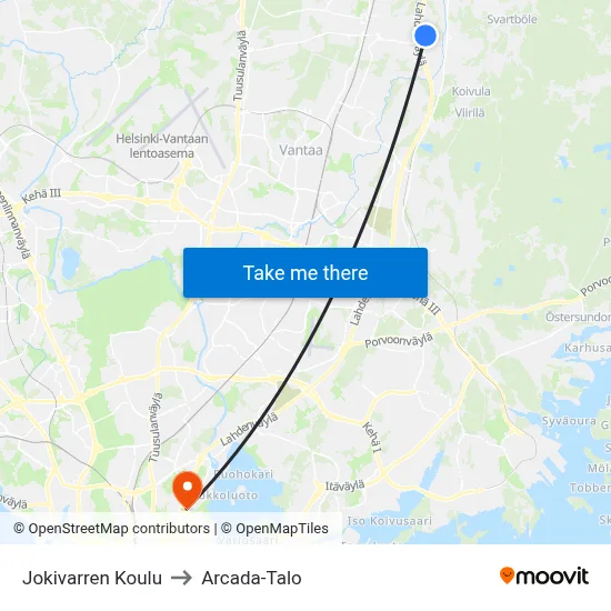 Jokivarsi School to Arcada Building map