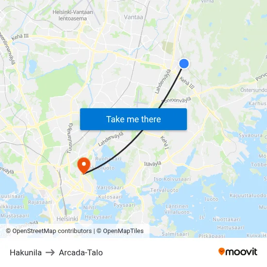 Hakunila to Arcada Building map