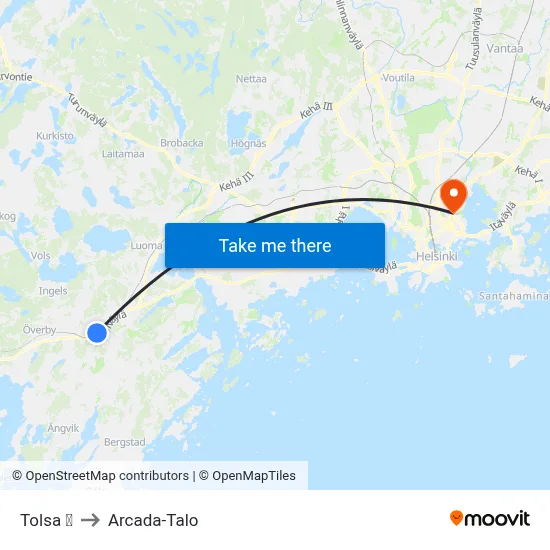 Tolsa 🚆 to Arcada Building map