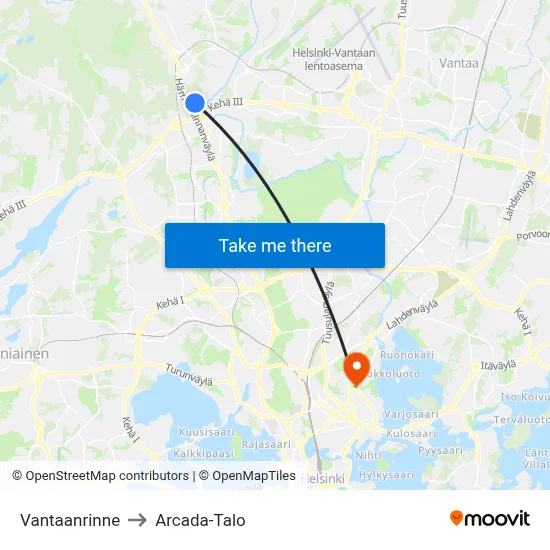 Vantaa Slope to Arcada Building map