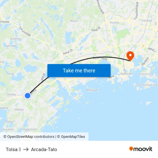 Tolsa 🚆 to Arcada Building map