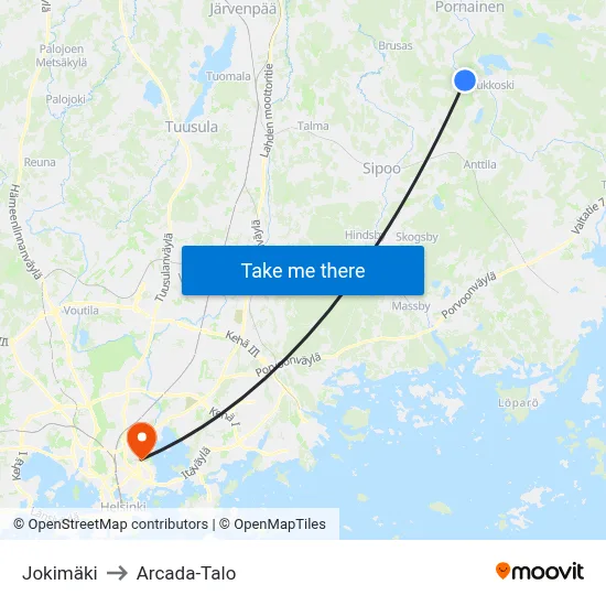 Jokimäki to Arcada Building map