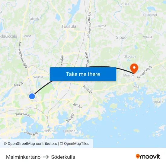 Malminkartano to Söderkulla map
