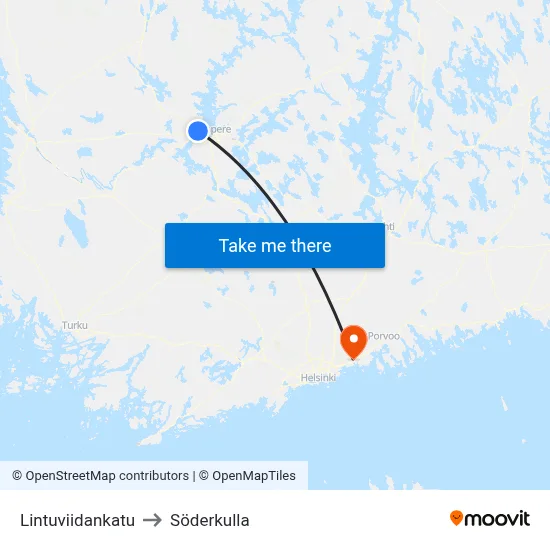 Lintuviidankatu to Söderkulla map