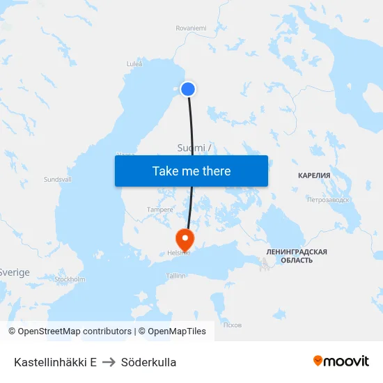 Kastellinhäkki East to Söderkulla map