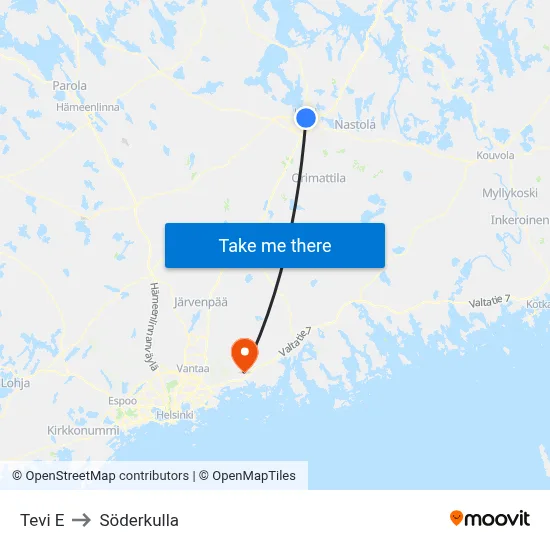 Tevi E to Söderkulla map