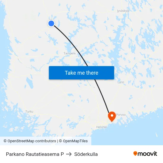 Parkano Railway Station North to Söderkulla map